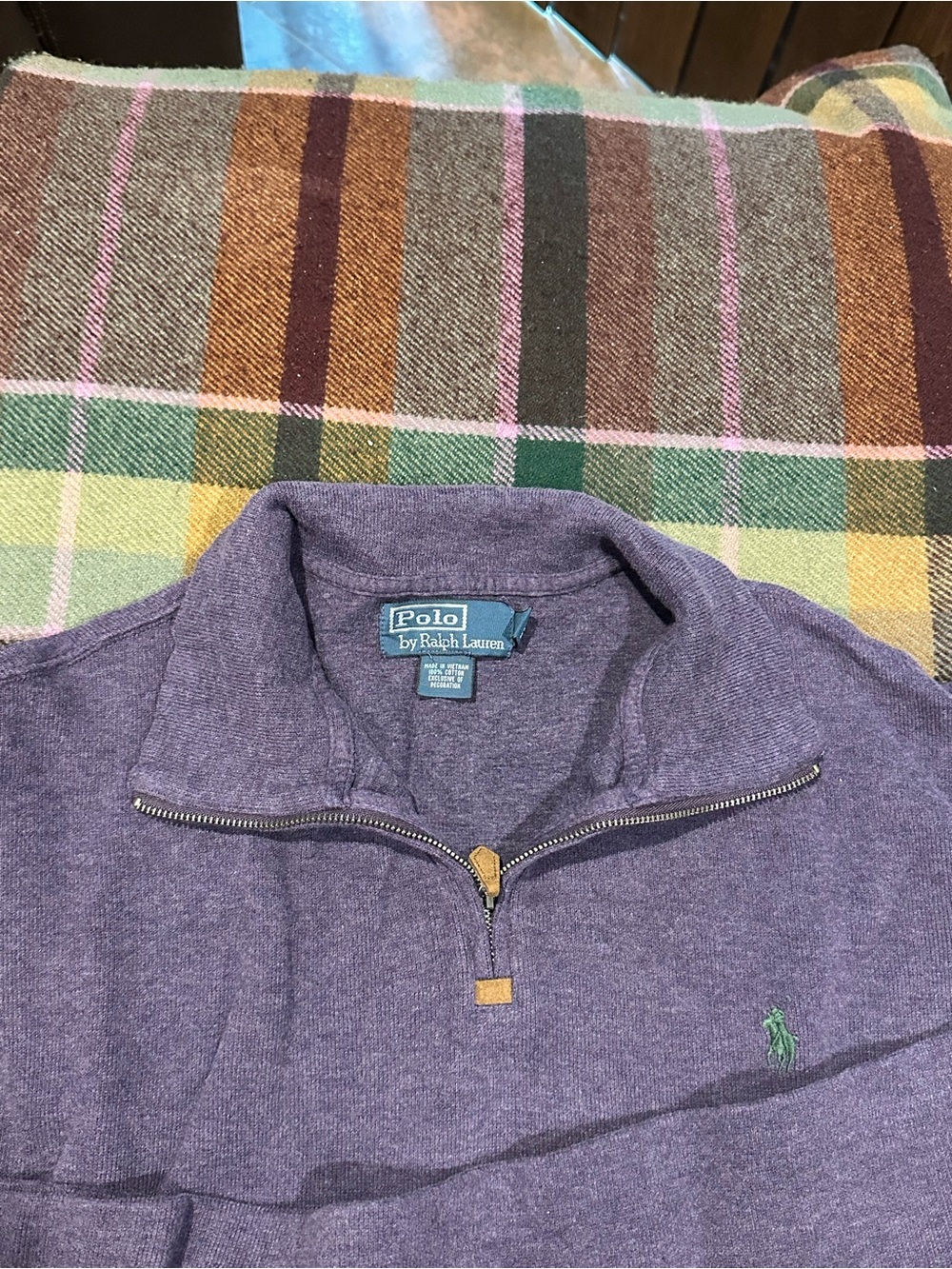 Polo by Ralph Lauren Purple Half-Zip Pullover with Green Pony